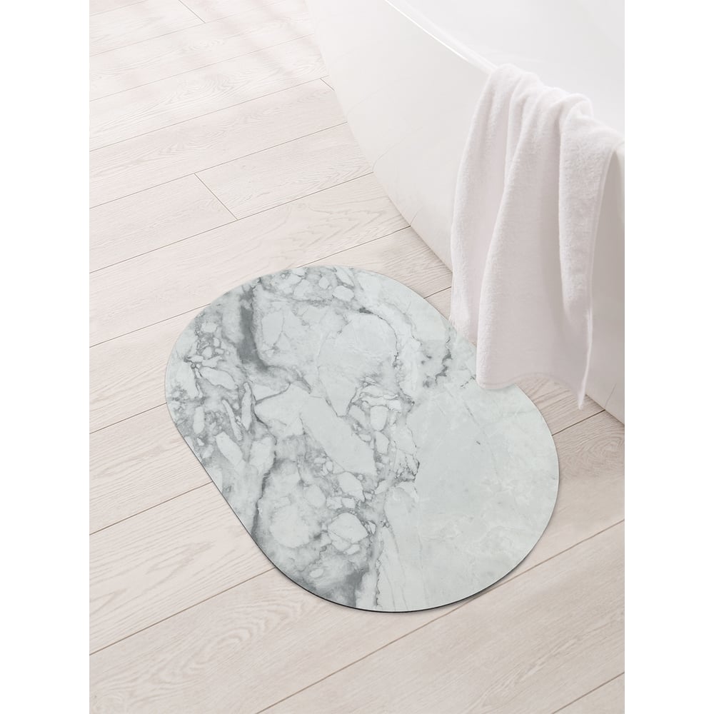 Изображение товара Коврик для ванной и туалета овальный противоскользящий JOYARTY Серый мрамор 58x38 см