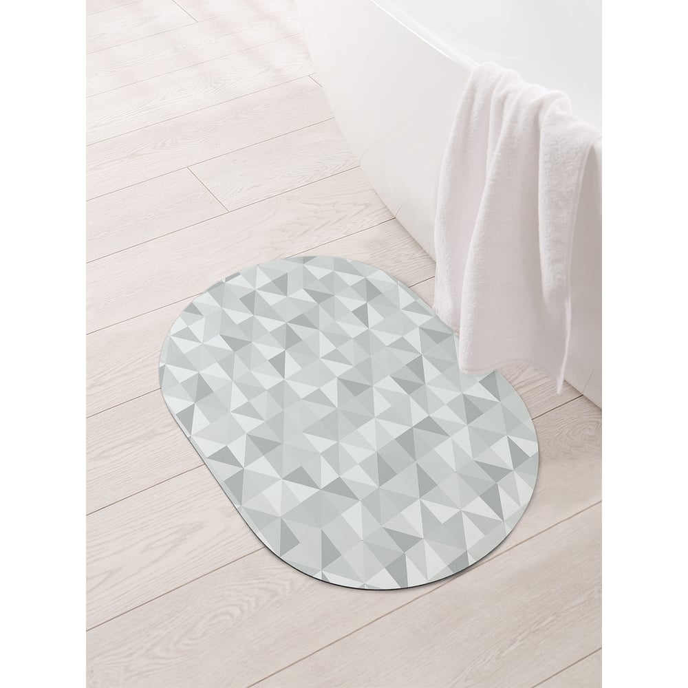 Изображение товара Коврик для ванной овальный противоскользящий JOYARTY 58x38 см серый белый
