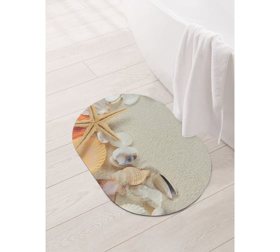 Изображение товара Коврик для ванной и туалета овальный противоскользящий JOYARTY Собранные ракушки 58x38 см sbm_11810_58x38
