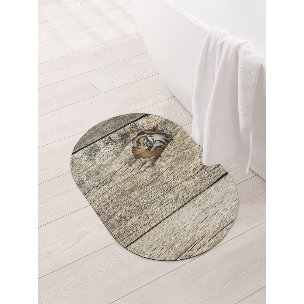 Изображение товара Коврик для ванной овальный противоскользящий JOYARTY 58x38 см серии Подглядывающая опасность