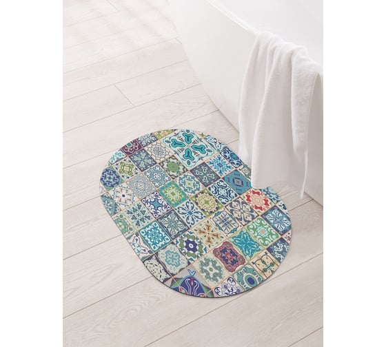 Изображение товара Коврик для ванной и туалета овальный противоскользящий JOYARTY Фантазийный ручей 58x38 см sbm_17029_58x38