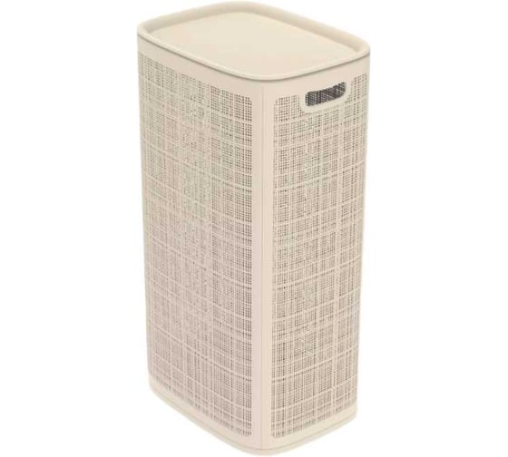 Изображение товара Корзина для белья "КОМПАНИЯ ФОРТОН" узкая, с крышкой, сборная, 100 л, слоновая кость ВИ131