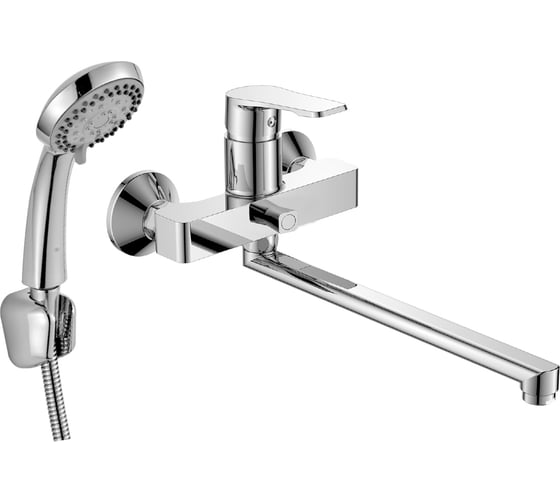 Изображение товара Одноручный смеситель для ванны Decoroom универсальный, с поворотным изливом 300 мм DR23043