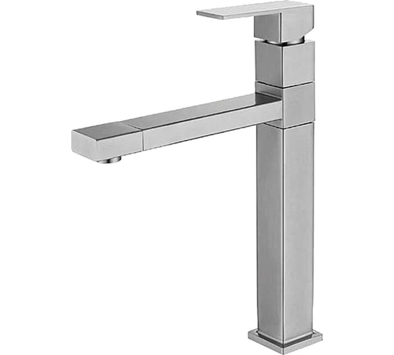 Изображение товара Смеситель для кухни MELANA Cubo нерж.сталь, однорычажный, сатин, литой излив 610203