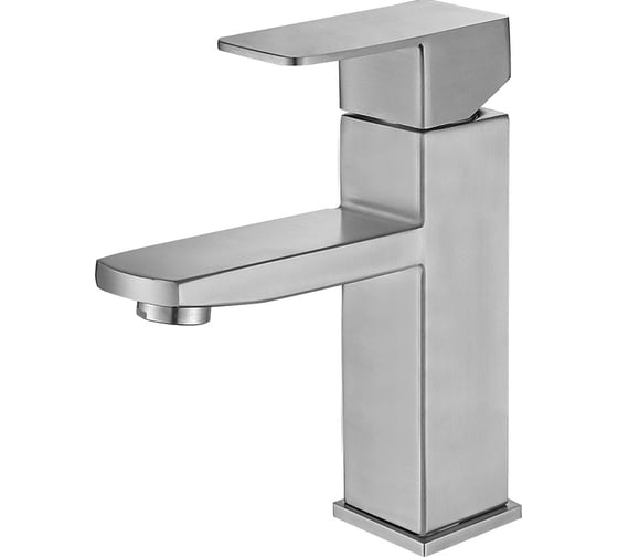 Изображение товара Смеситель для умывальника MELANA Cubo нерж.сталь, однорычажный, сатин, литой излив 610201