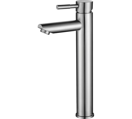 Изображение товара Смеситель для умывальника MELANA Tondo нерж.сталь, однорычажный, сатин, литой излив 610102