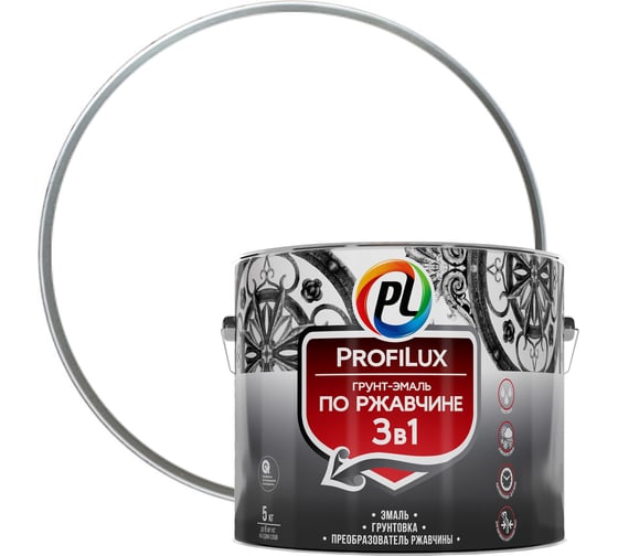 Изображение товара Грунт-эмаль Profilux по ржавчине 3в1 белая 5 кг Н0000004991