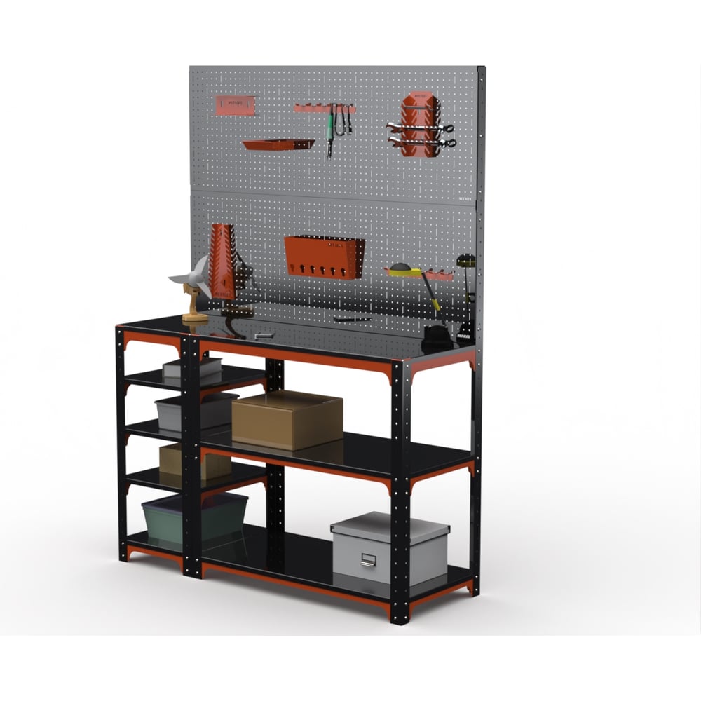 Изображение товара Стол-верстак Металекс KIT 950х1000х400 с боковыми полками и аксессуарами