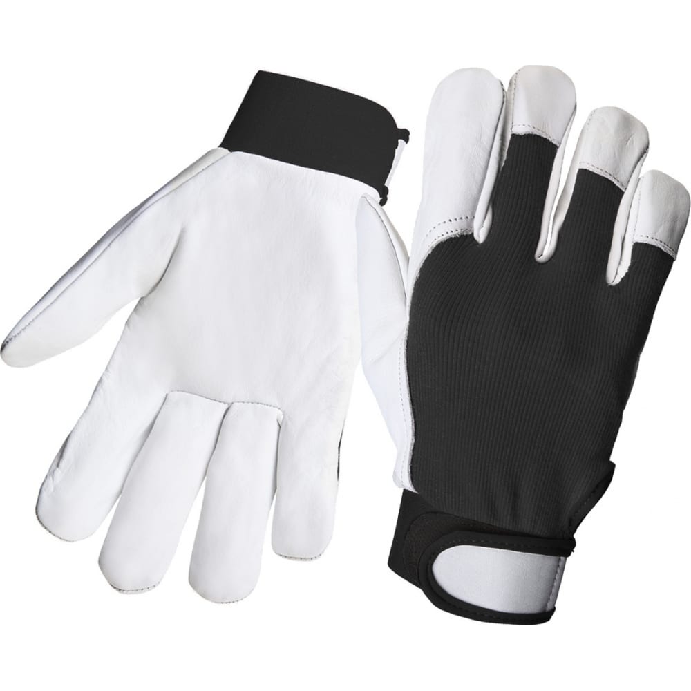 Купить Кожаные перчатки Jeta Safety, Winter Mechanic, белый/черный, кожа, ткань