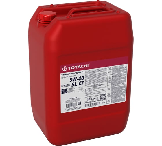 Изображение товара Моторное масло TOTACHI NIRO Optima PRO Synthetic 5w-40, SL/CF, 19 л 1C620