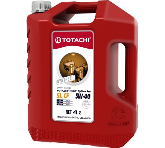 Изображение товара Моторное масло TOTACHI NIRO Optima PRO Synthetic 5w-40 SL/CF пласт. 4л 1C604