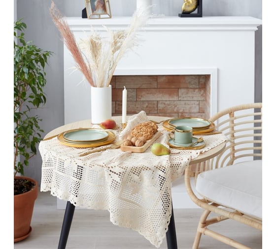 Изображение товара Скатерть Этель Цветы 85х85±5 см, 100% п/э 7448977