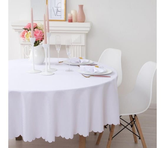 Изображение товара Скатерть Доляна однотонная, диаметр 200 см, 100% п/э 7620667