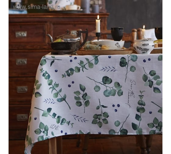 Изображение товара Скатерть Доляна Eucalyptus 110x144 см, 100% хлопок, 164 г/м2 4682757