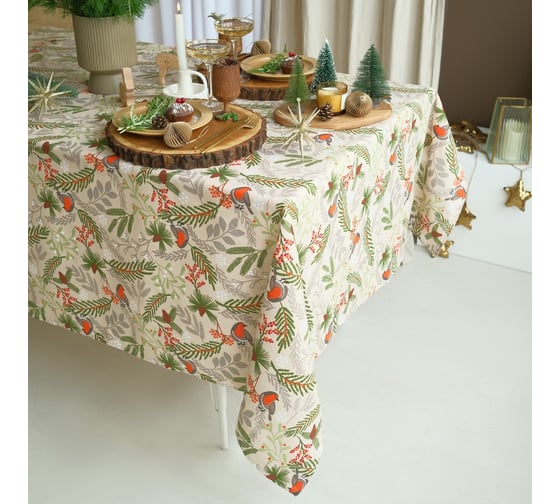Изображение товара Скатерть Доляна Bullfinch 149x180+/- 3см, 100% хлопок, рогожка 164 г/м2 9082559