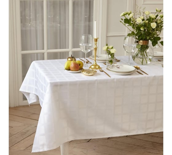 Изображение товара Скатерть Этель Geometry 150х250 +/-3см, белый, 192 г/м2, хл с ВГМО 6974075