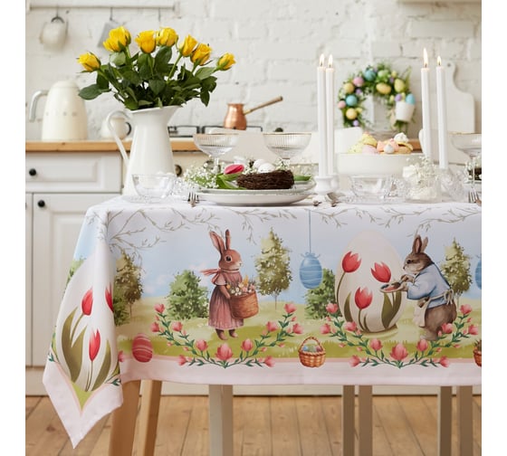 Изображение товара Скатерть Доляна Easter garden 145х180 +/- 3 см, 100% п/э 10343569