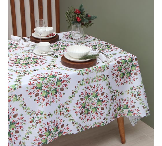 Изображение товара Скатерть Доляна Хвойный узор 145х260 см, 100% п/э 9580633