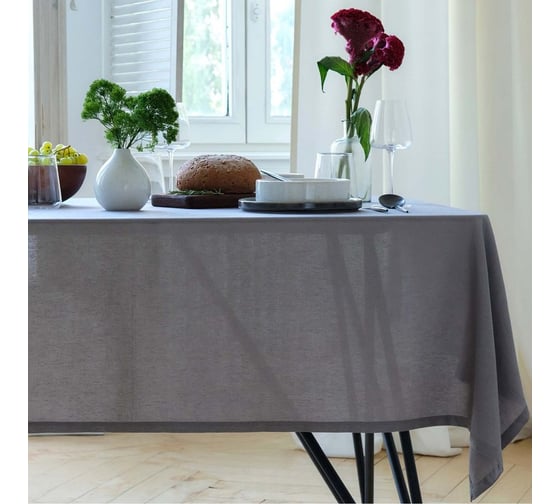 Изображение товара Скатерть Этель ECO, серый, 136x180 см, 70% хл, 30% лён, 190 г/м2 9631121