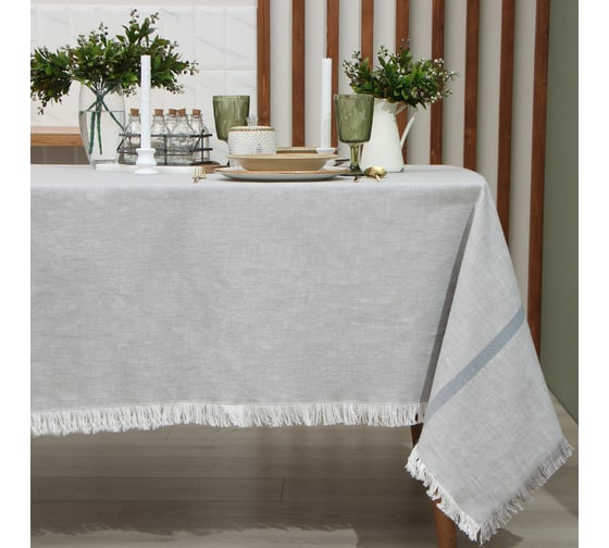 Изображение товара Скатерть Этель серый, 152x305 см, 100% хлопок 9621404