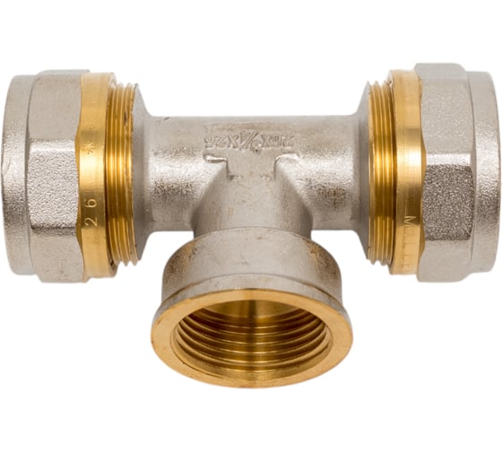 Изображение товара Тройник обжимной для металлопластиковых труб Millennium 26мм x 3/4" х 26мм с внутренней резьбой MTF3426