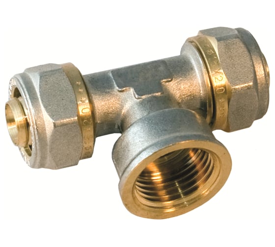 Изображение товара Тройник обжимной 26×1"×26 с внутренней резьбой для соединения металлопластиковых труб Millennium MTF1026