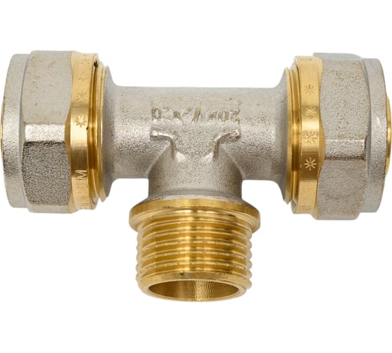 Изображение товара Тройник обжимной для металлопластиковых труб Millennium 20мм х 1/2" х 20мм с наружной резьбой MTM1220