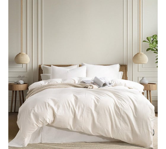 Изображение товара Комплект постельного белья The eleventh kingdom вареный хлопок Евро с нав.50х70 (2) PALOMA молоко 11KDCS2022PA15