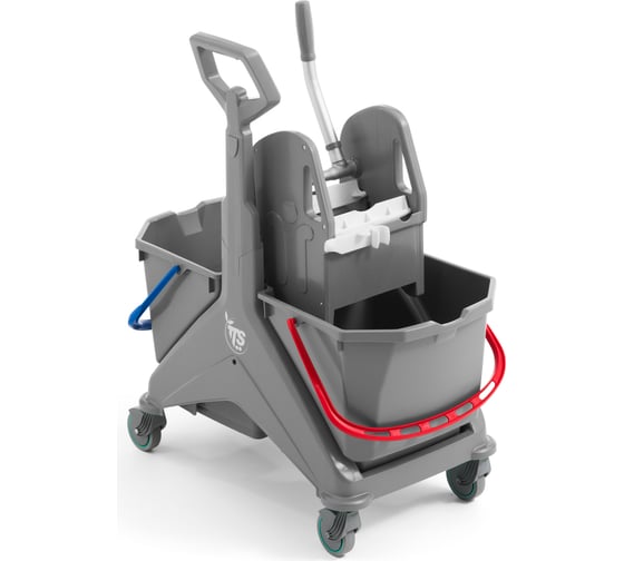 Изображение товара Двухведёрная тележка TTS NICKITA 15+15 л с отжимом TEC и боковой ручкой, зелёная база 00006162DVE