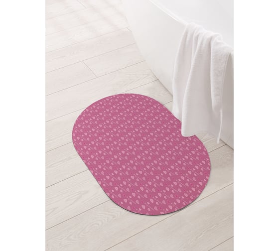 Изображение товара Коврик для ванной и туалета овальный противоскользящий JOYARTY Обилие сердец 58x38 см, серия День влюбленных и семьи sbm_210715_58x38