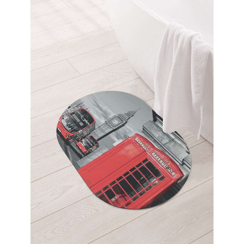 Изображение товара Коврик для ванной овальный противоскользящий JOYARTY серия Эксурсия по Лондону 58x38 см