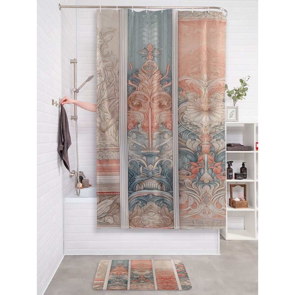Изображение товара Штора для ванной тканевая JOYARTY винтажный узор 180x200 см
