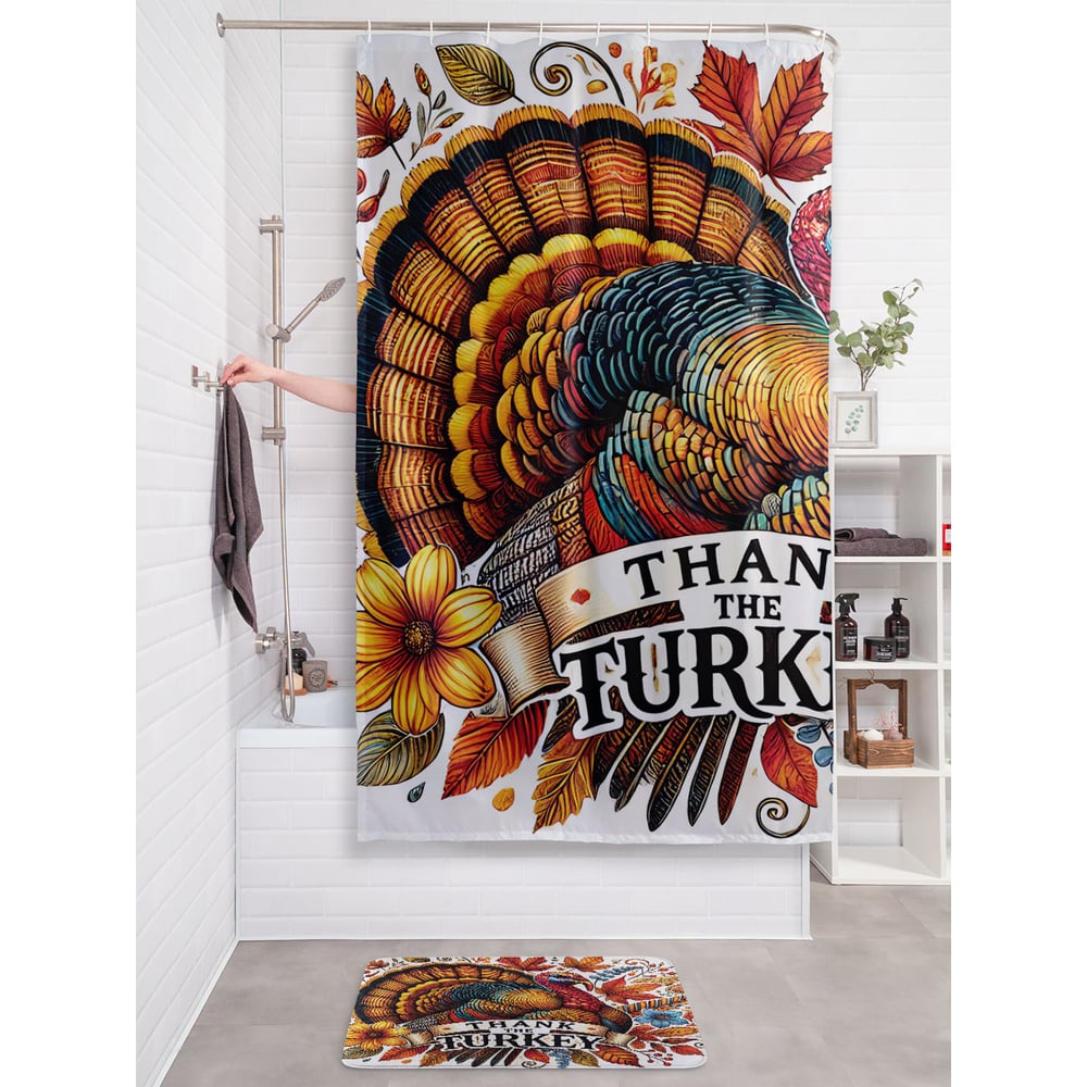 Изображение товара Штора занавеска для ванной JOYARTY Индюшка в цветах 180x200 см