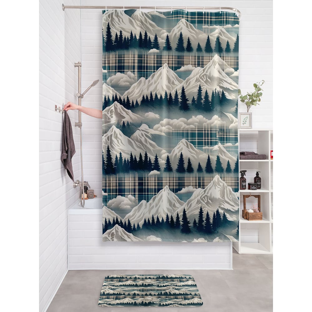 Изображение товара Штора для ванной JOYARTY Коллаж гор 180x200 см