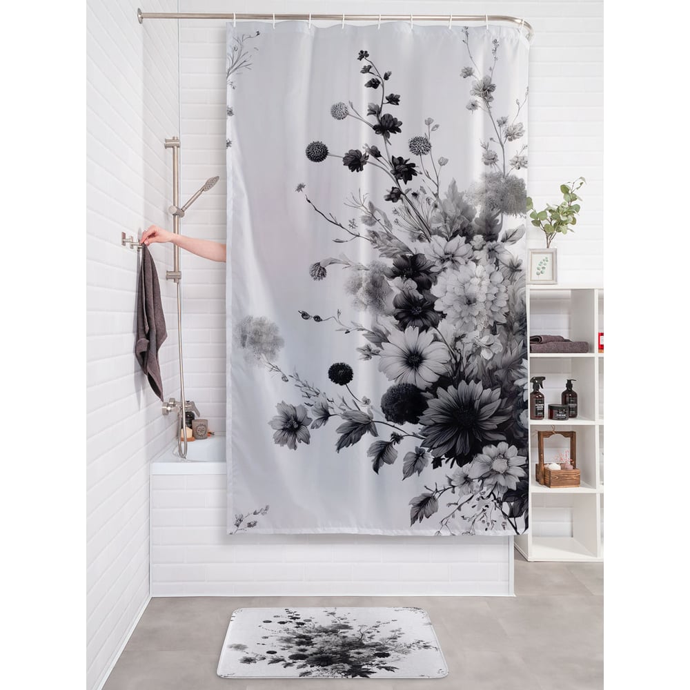 Изображение товара Штора для ванной тканевая JOYARTY Букет с поля 180x200 см с водоотталкивающим покрытием