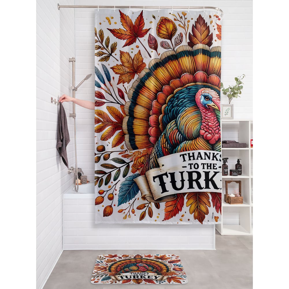 Изображение товара Штора занавеска для ванной JOYARTY Благодарность индейке 180x200 см