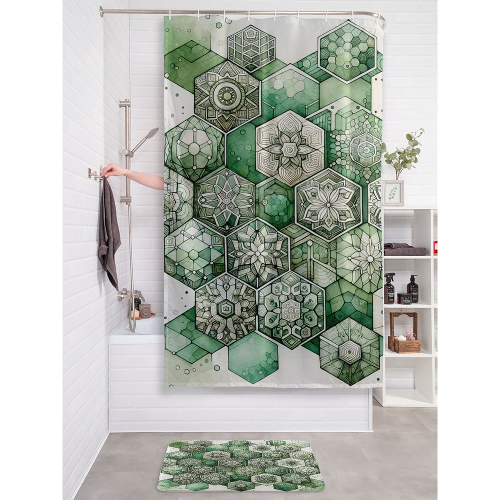 Изображение товара Штора занавеска для ванной тканевая JOYARTY Восточная плитка 180x200 см