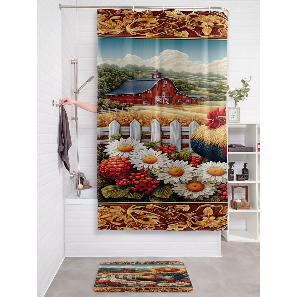 Изображение товара Штора занавеска для ванной JOYARTY Деревенская жизнь 180x200 см