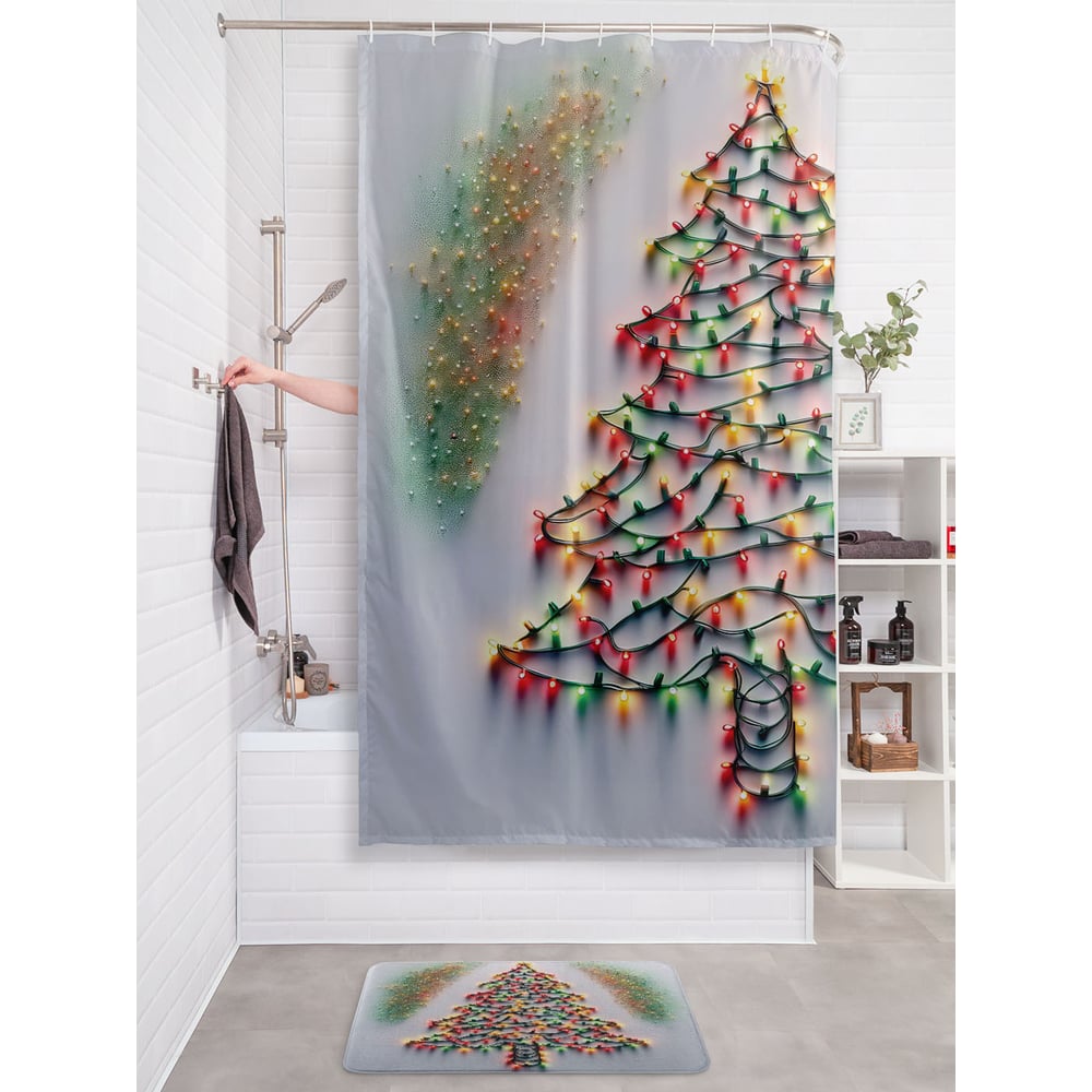 Изображение товара Штора занавеска для ванной JOYARTY Елочка гори 180x200 см