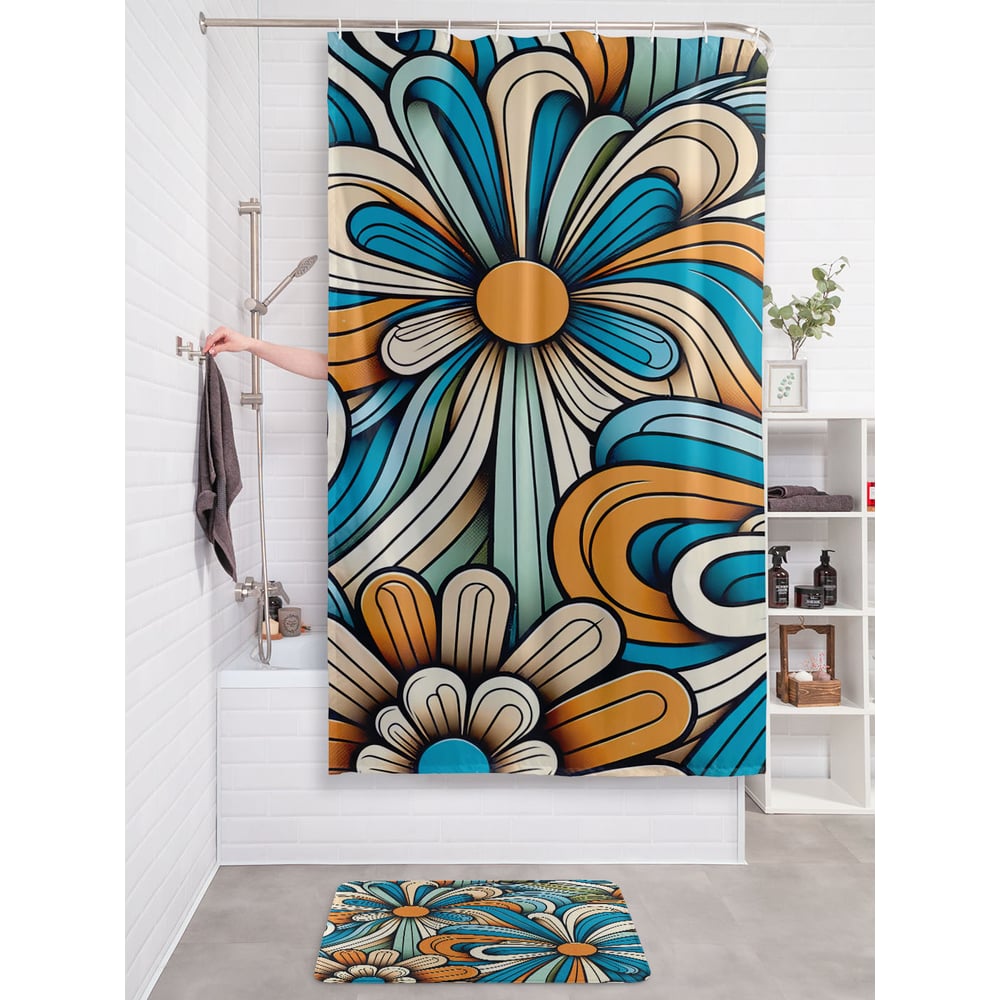 Изображение товара Штора занавеска для ванной JOYARTY Бутон ромашки 180x200 см