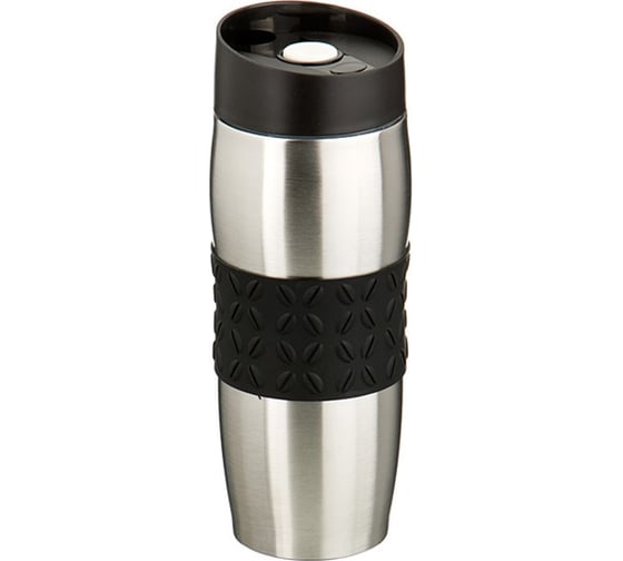 Изображение товара Термокружка с силиконовой вставкой и кнопкой-стоппером Agness 400 мл 709-053