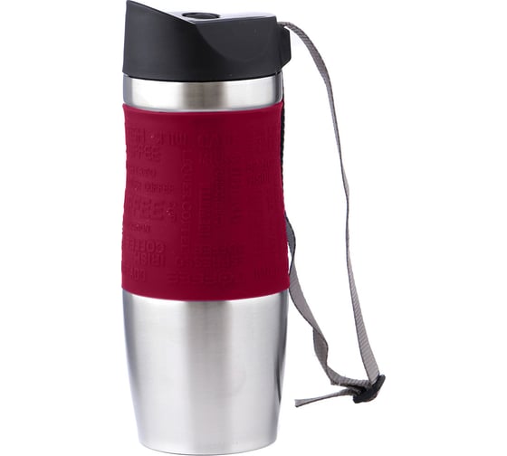 Изображение товара Термокружка с кнопкой-стоппером и силиконовой вставкой Agness 380 мл 709-032