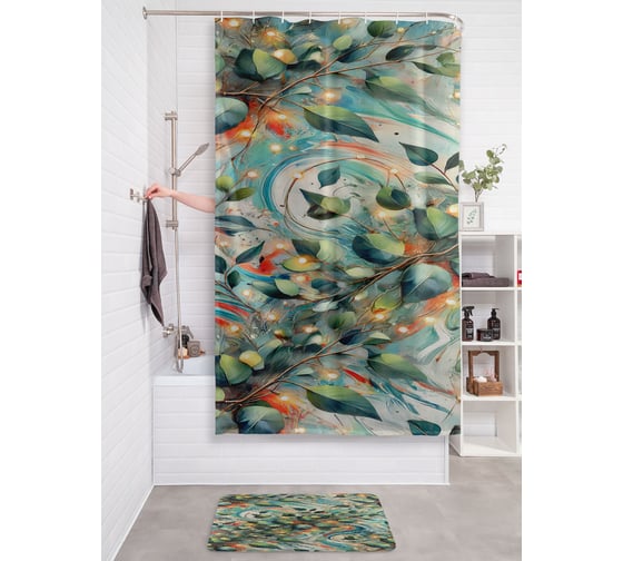 Изображение товара Штора для ванной тканевая JOYARTY "Красочные огни" 180x200 см , серия Новый год и Рождество sc_sd3947