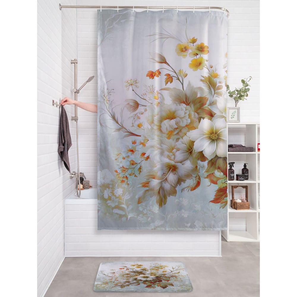 Изображение товара Штора для ванной тканевая JOYARTY Осенний букет 180x200 см украшение и защита ванной
