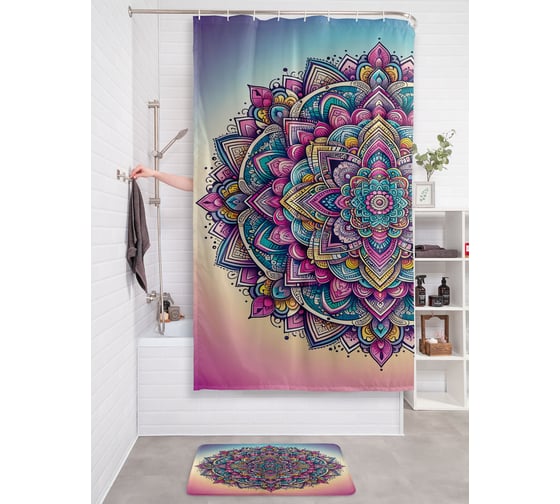 Изображение товара Штора для ванной тканевая JOYARTY "Мандала" 180x200 см sc_sd3581
