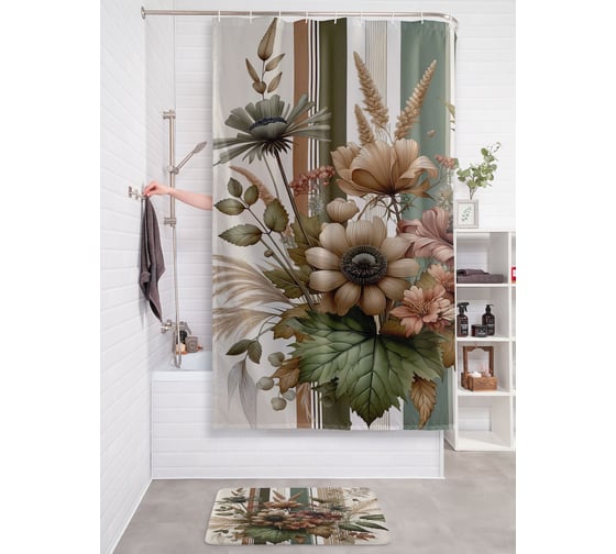 Изображение товара Штора для ванной тканевая JOYARTY "Луговой букет" 180x200 см sc_sd3512
