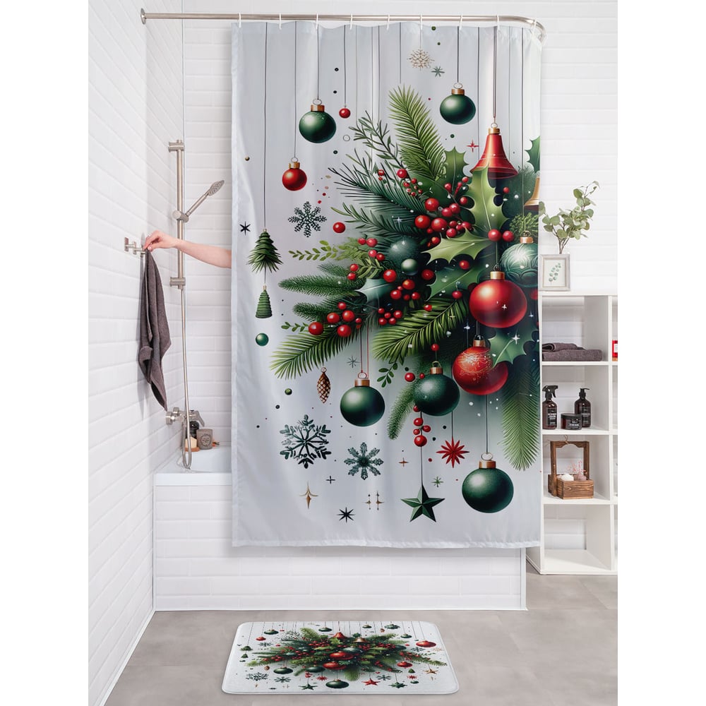 Изображение товара Штора для ванной тканевая JOYARTY "Новогодние чудеса" 180x200 см , серия Новый год и Рождество sc_sd3872