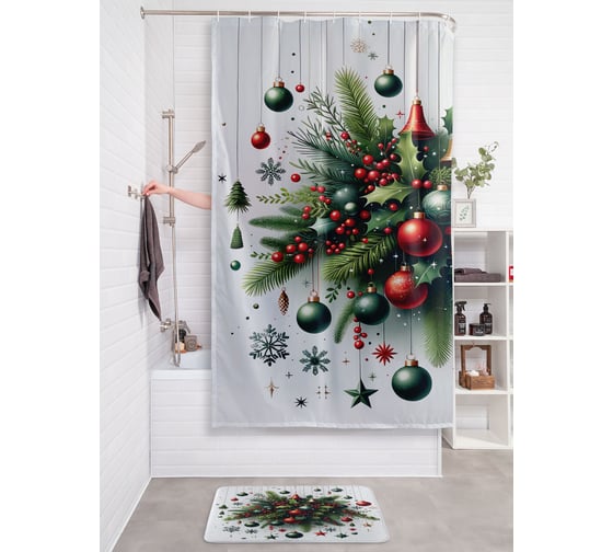 Изображение товара Штора для ванной тканевая JOYARTY "Новогодние чудеса" 180x200 см , серия Новый год и Рождество sc_sd3872