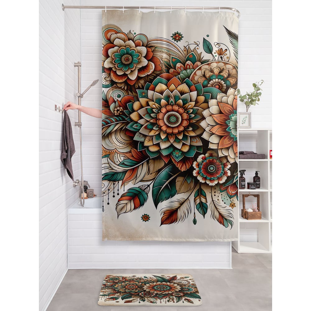 Изображение товара Штора для ванной тканевая Joyarty Ловец снов 180x200 см водоотталкиваемая