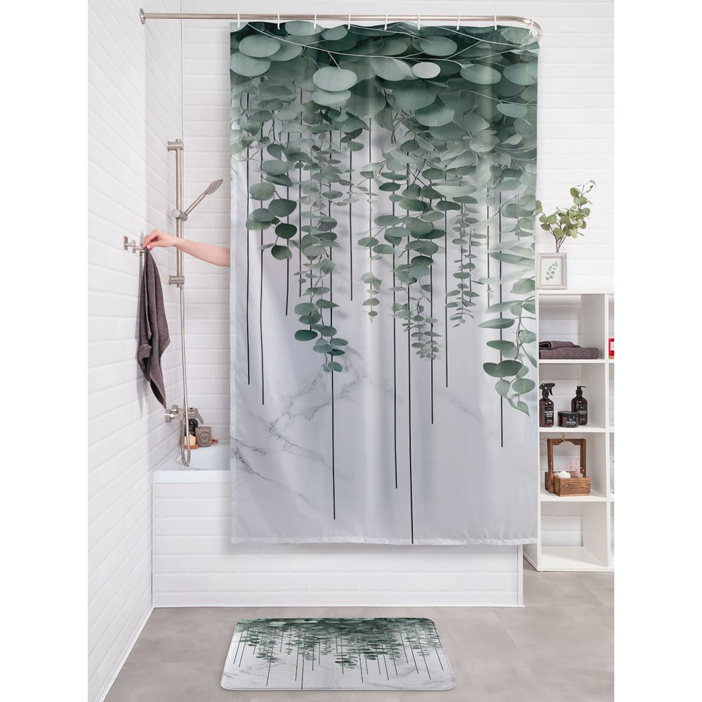 Изображение товара Штора для ванной тканевая JOYARTY Мраморный эвкалипт 180x200 см